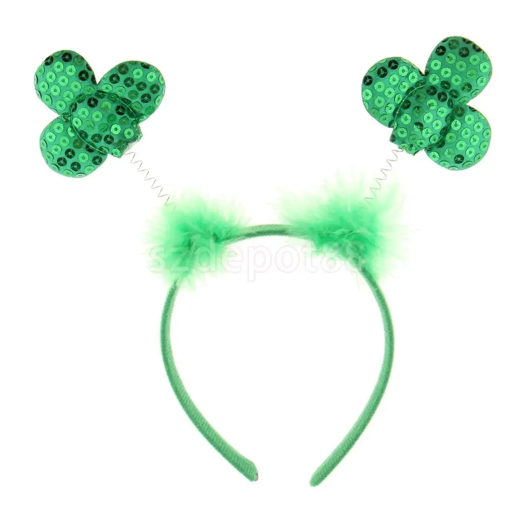 Festival Novelty Saint Patrick Day Party Head Bopper Shamrocks Headband Green Sequin Irish Headwear Photo Props Gift
