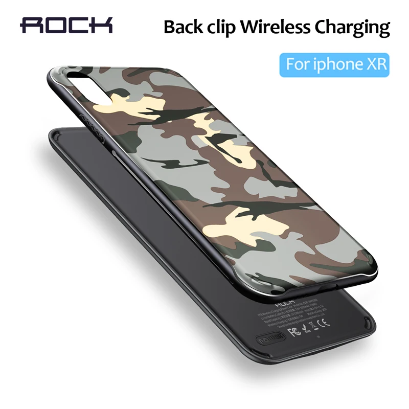 ROCK Magnetic Wireless Charger Back Clip Power Bank For iPhone XR 5000MAh External Portable Backup Battery Fast Charging Case