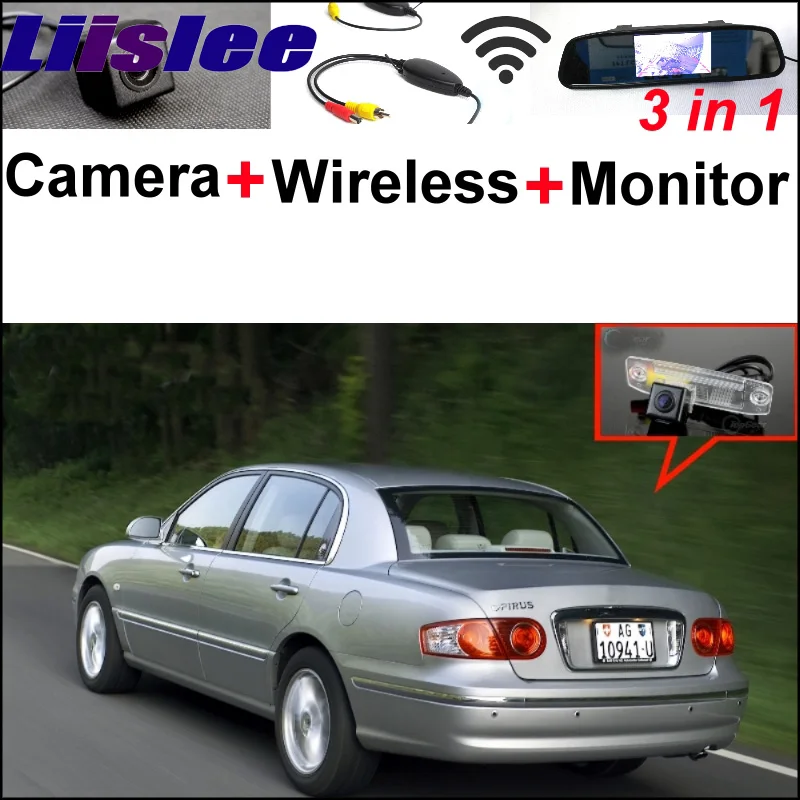 

3 in1 Special Camera + Wireless Receiver + Mirror Monitor Easy DIY Back Up Parking System For KIA Opirus Amanti 2002~2011