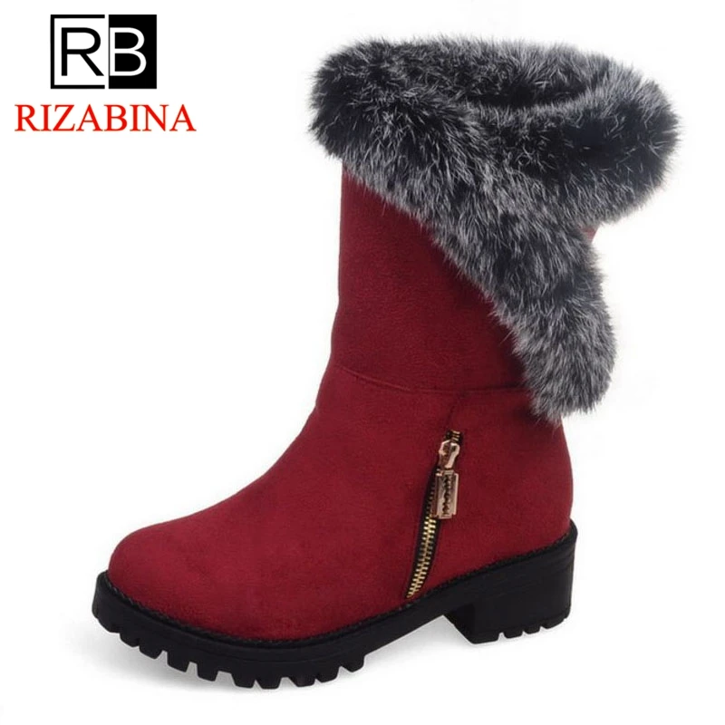 RizaBina/размеры 30-52 женские теплые зимние сапоги с круглым носом на плоской подошве