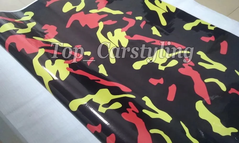 Protwraps Black & Red & Yellow Camo Car Wraps Truck Body Rearview Mirror Decal Camouflage Vinyl Film With Air-release no airbags we die like real men bumper stickers funny vinyl decal for truck windows black silver white yellow red