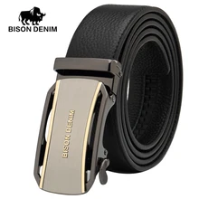 BISON DENIM top schicht aus echtem leder schnalle Kleid zubehör gürtel Hochzeit groomsmen geschenk designer gürtel männer hohe qualität N71211