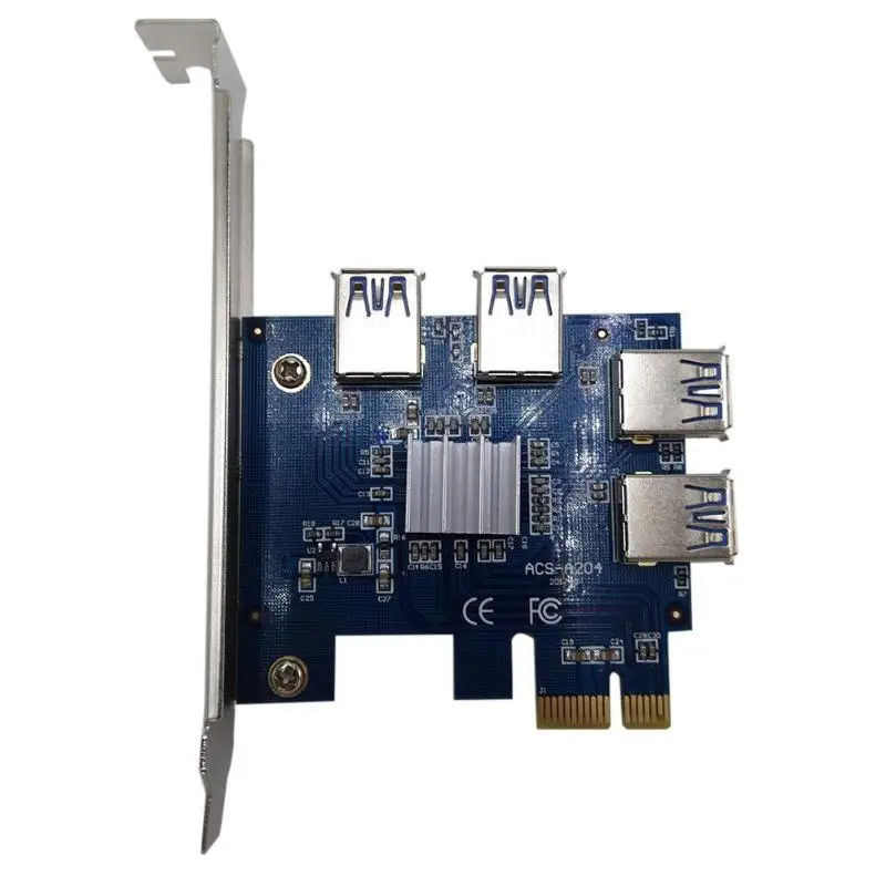 

PCI-E 1X to 4 PCI-E 16X Slots Riser Card External Adapter PCI-E Port Card