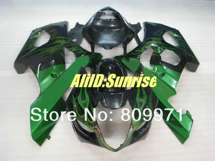 

S370 TOP Green flames black full Fairing for SUZUKI GSXR1000 2003 2004 GSX-R1000 03 04 GSXR1000 K3 03 04 2003 2003