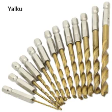 Yalku 13pcs Twist Drill Bit Perforating Electric Drill Driver HSS Drill Bits Metal Woodworking Tool Hexagonal Screw Bit Kit