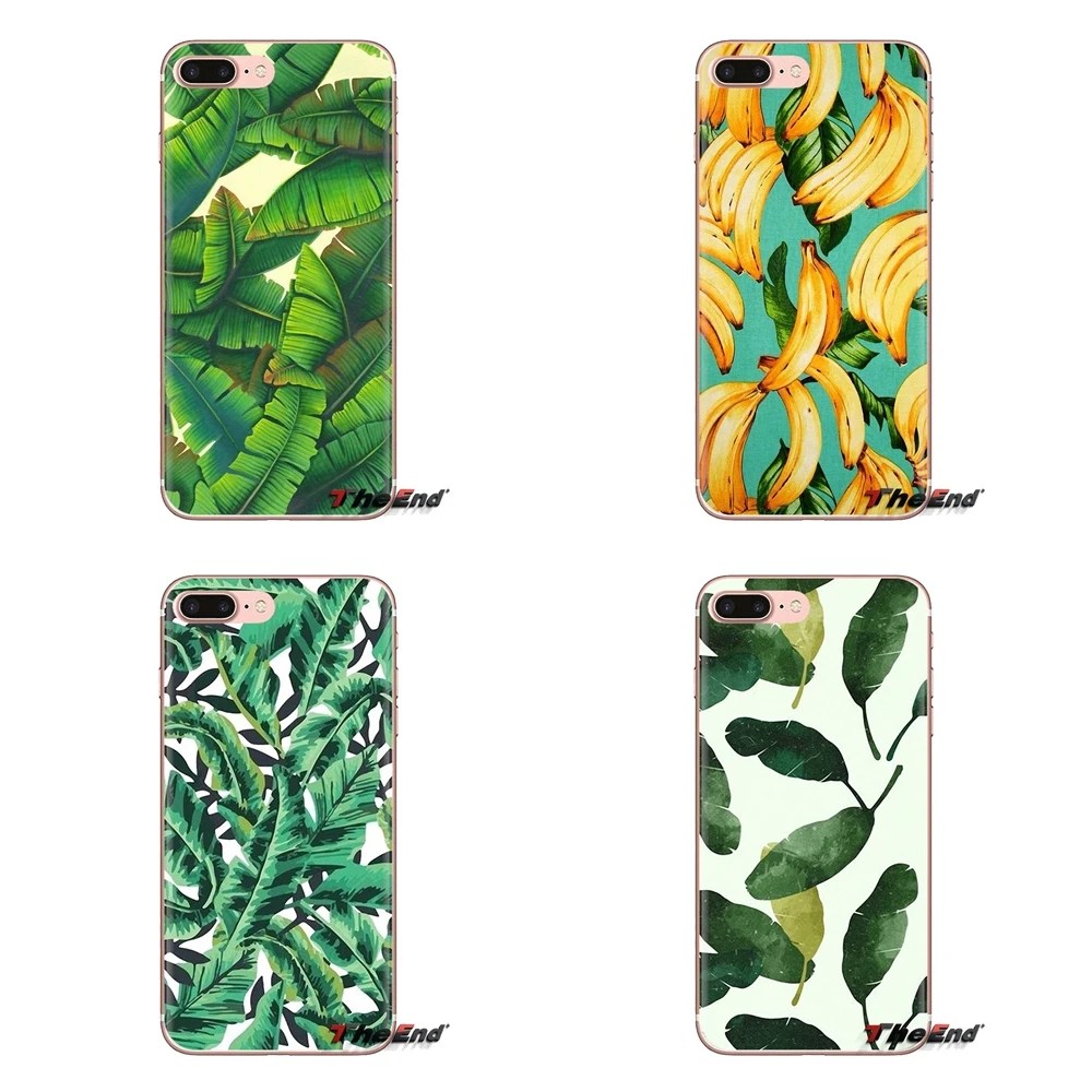 Soft Shell Cover For iPod Touch Apple iPhone 4 4S 5 5S SE 5C 6 6S 7 8 X XR XS Plus MAX banana leaf pattern Tropical Leaves Fruit |