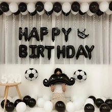 

MMQWEC Black white heart foil balloon air balloons happy birthday party helium balon wedding festival globos decor ballon supply