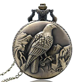 

Pocket Watch Necklace Full Hunter Bird Patter Quartz Pocket Watch Women Vintage Clock