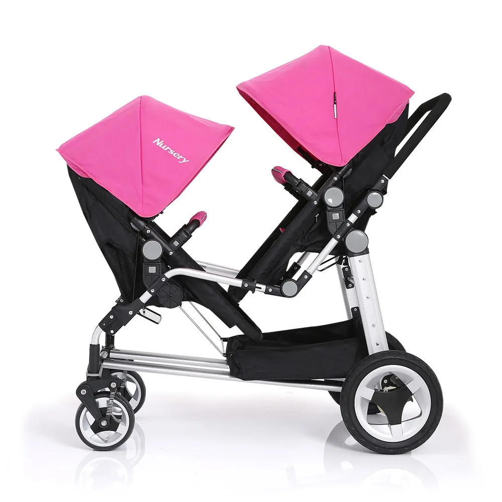 pink twin pram