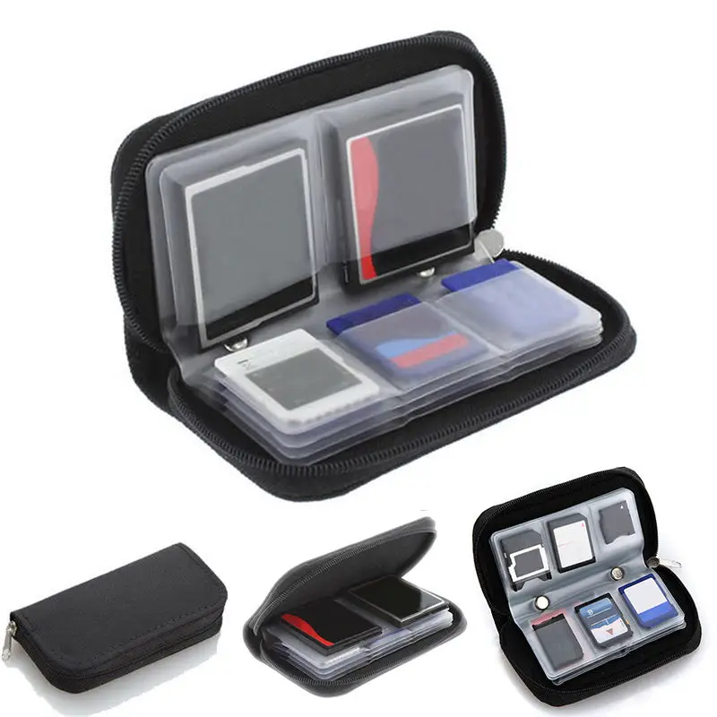 

Protector Wallet Black 1pc Solid SD SDHC MMC CF For Memory Card Storage Carrying Pouch bag Box Case Holder Micro SD