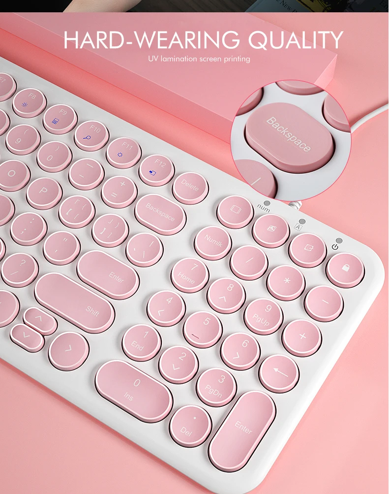 fio chaves do teclado de nós prendeu teclado de usb de tamanho completo com chaves silenciosas para