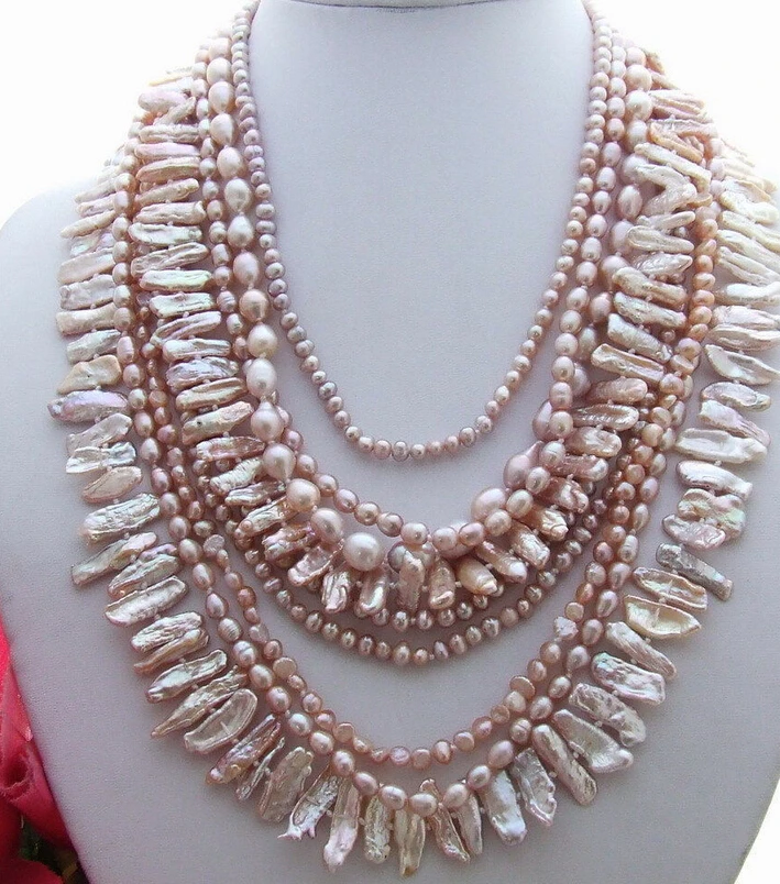 

FREE SHIPPING>>>@@ > 0711 Stunning! 9Strds Biwa Pearl Necklace