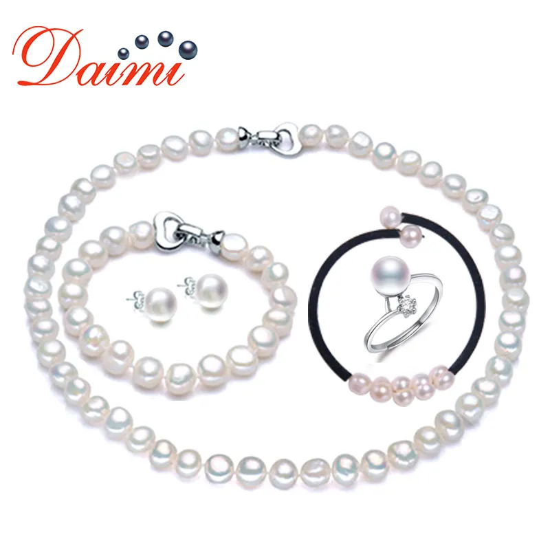 

PRESALE DAIMI Incredible Pearl Sets 5 Items One Suit, Necklace Bracelet Bangle Ring Earrings for Woman Christmas Gift Value Gift