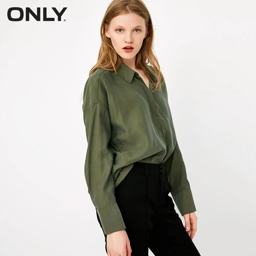 فقط المرأة الربيع جديد شيك زر الخامس الرقبة قميص فضفاض | 118131512