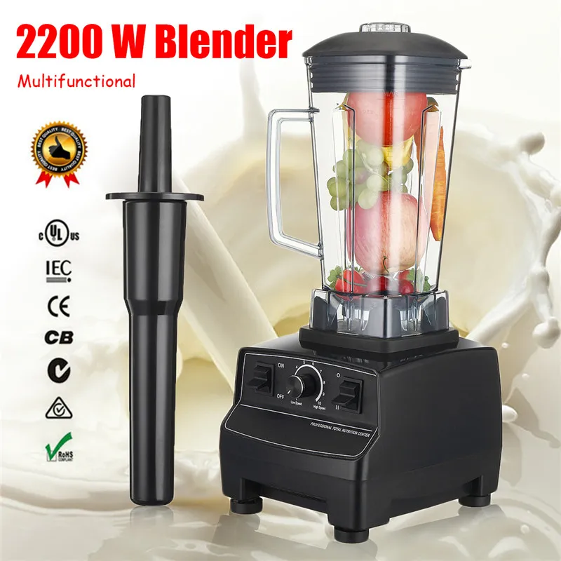 

Blender 2L 2200W 3HP 110V US 6 Blades 45000-peak 10 Adjustable Speed Hardened Stainless Steel Blades Easy Metal Connect System