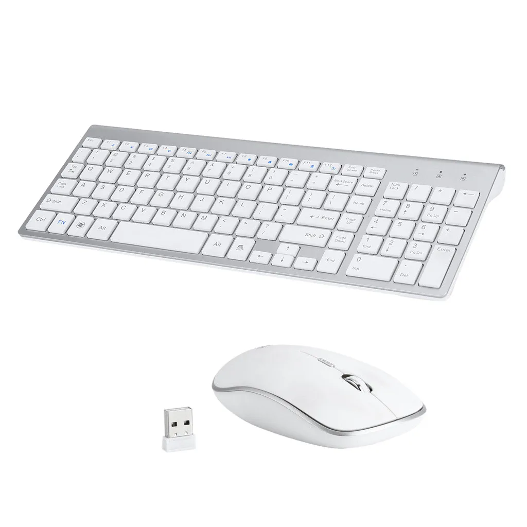 

Mini Ultra-Thin Mute Mice 2.4 GH USB Wireless Keyboard Silent Mouse Set Combo for MAC Windows 36.8x14.3x2.63cm#ZS