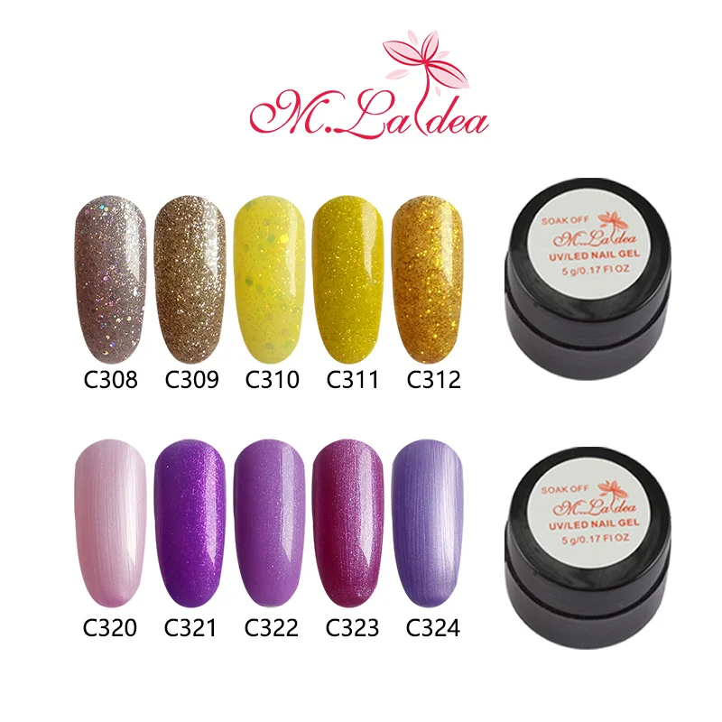 

m.ladea 28 Colors Gel Nail Polish Glitter LED UV Gel Varnish Nail Art Varnish Soak Off Gel Lacquer Purple 5g Nail Gel Polish