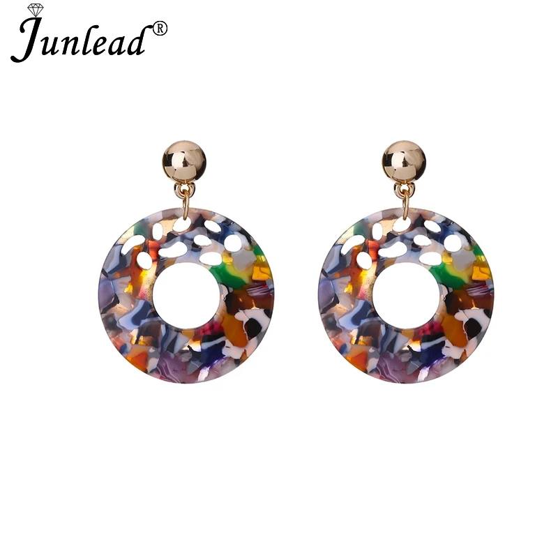 

Junlead Hot Sale Vintage Maxi Statement Jewelry Charm Resin Bijoux Pending Fashion camouflage Dangle Drop Women Earrings
