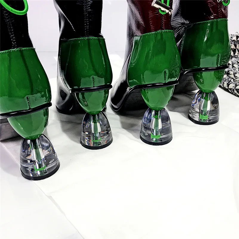 FEDONAS/брендовые разноцветные женские ботильоны из лакированной коровьей кожи; короткие ботинки с острым носком на странном каблуке; женская обувь для ночного клуба