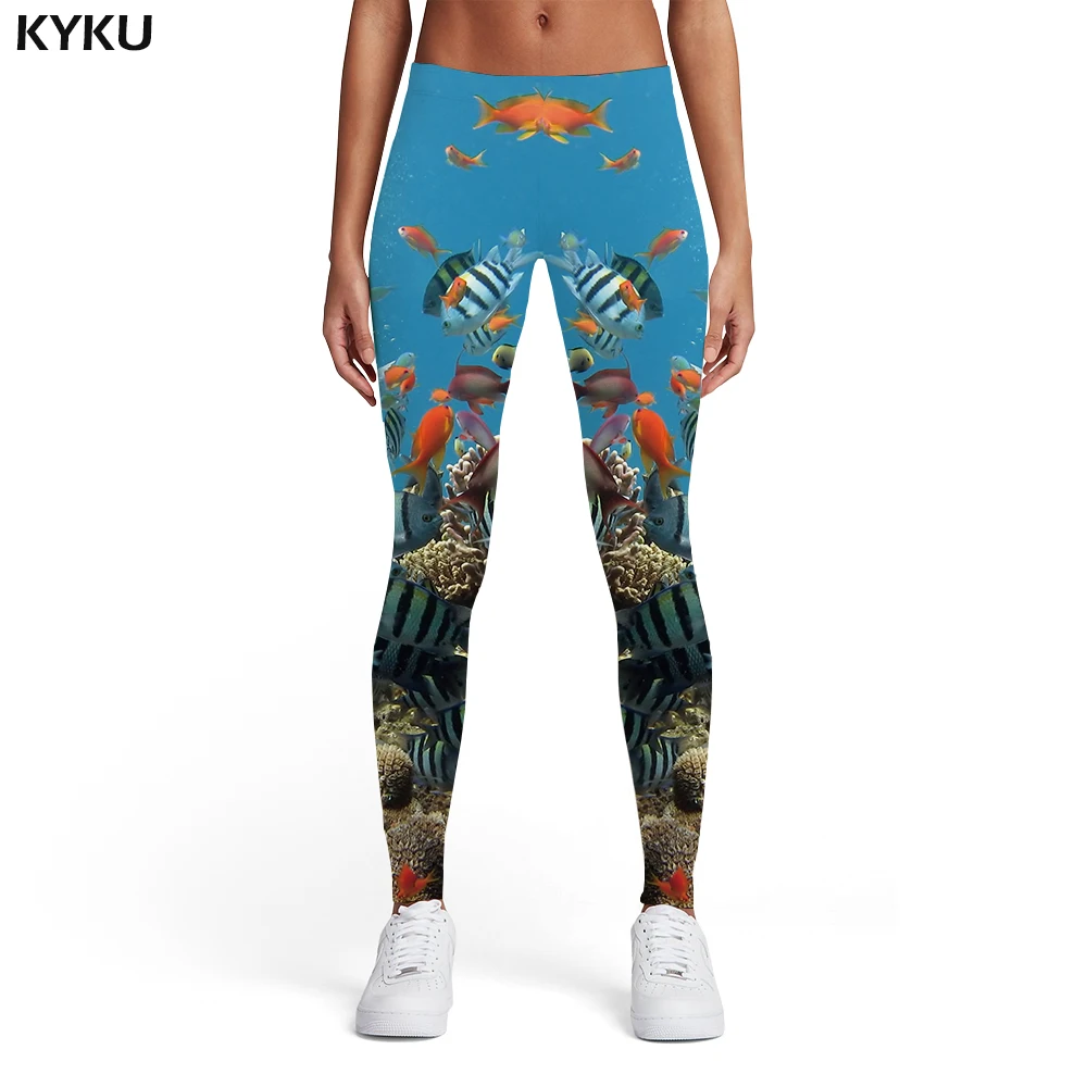 

KYKU Brand Fish Leggings Women Animal 3d Print Tropical Ladies Ocean Sexy Fishinger Sport Womens Leggings Pants Jeggings