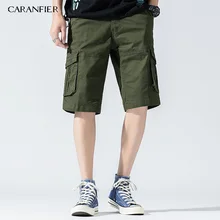 CARANFIER мужские летние хлопковые повседневные новые шорты средней талии с несколькими карманами, уличная одежда, спортивные штаны, высококачественные пляжные брюки-карго