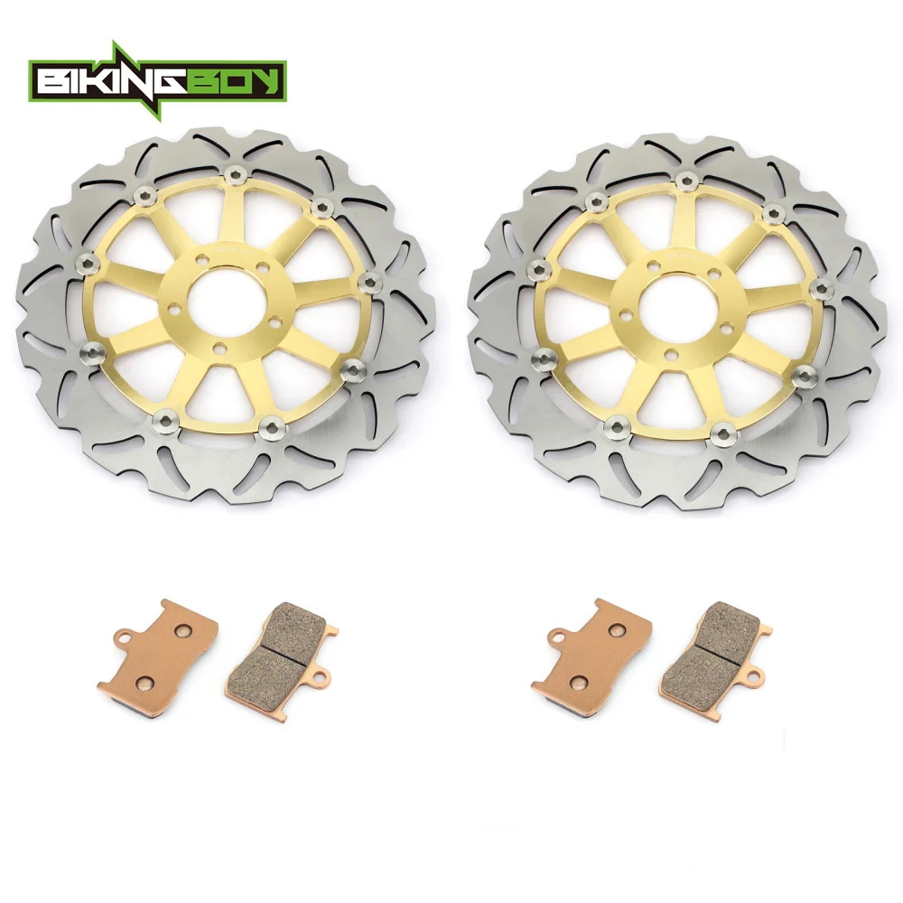 

BIKINGBOY For KAWASAKI ZX9R ZX-9R Ninja ZX900F F1 F2 2002 2003 02 03 Wavy / Round Front Brake Discs Disks Rotors Pads