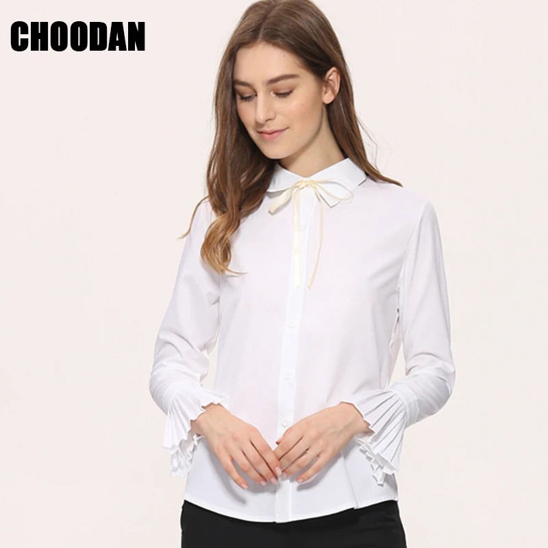 White Blouse Shirt Women Long Sleeve 