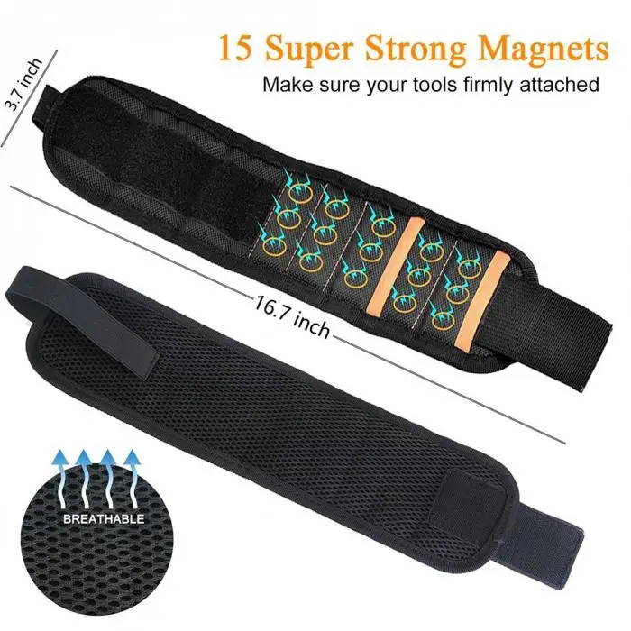 Магнитный браслет с 10/15 шт сильные магниты винт сверла держатель мелких предметов электрик пояс для инструментов дропшиппинг