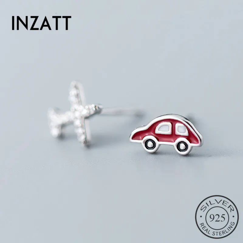 Женские серьги-гвоздики INZATT из настоящего серебра 925 пробы с эмалью и цирконием в