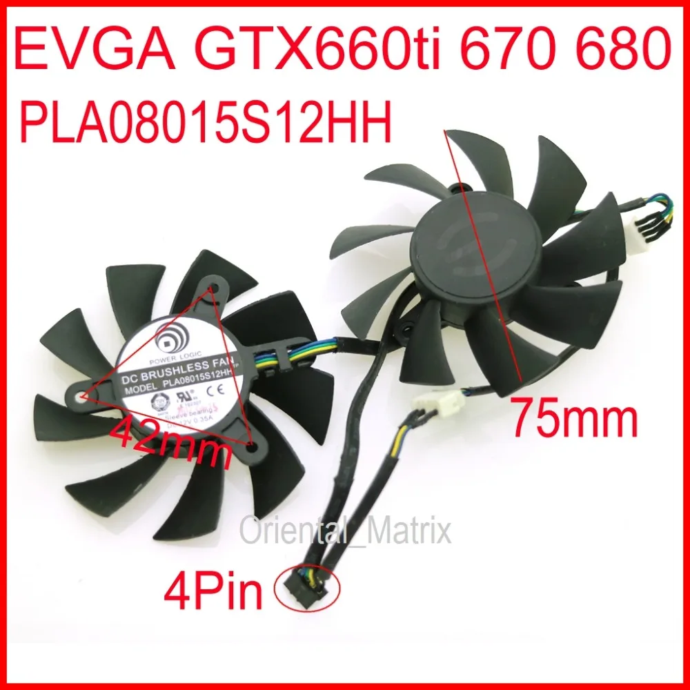 

PLA08015S12HH 12V 0.35A 75mm 42*42*42mm 4Pin 4Wire VGA Fan For EVGA GTX660ti GTX670 GTX680 Graphics Card Cooling Fan