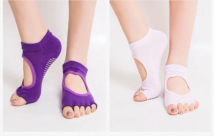 Женские мягкие носки для йоги; нескользящие массажные спортивные носки для девочек с полупальцами; теплые хлопковые носки для гимнастики; аксессуары для фитнеса
