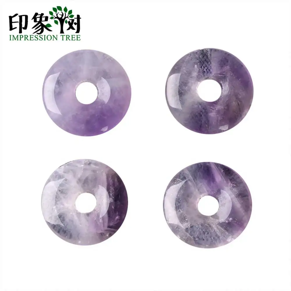 Handmade Natural Purple Quartz Donut Flat Round Beads Smooth Pendant 2pc 20X4mm Fit Necklace DIY For Jewelry Making DIY 18008