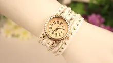 Moda Casual Quartz Relógio de Pulso das Mulheres de Couro Triplo Pulseira de Relógio de Strass lady Dress Watch Reloj Mujer Pulseira de Rebite