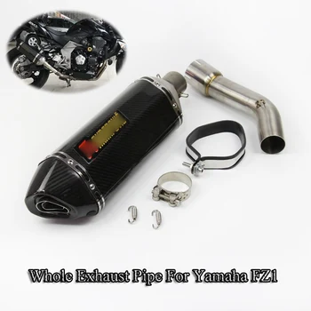 

For Yamaha FZ1 Motorcycle Exhaust System Muffler With DB Killer Slip On Connect Middle Pipe Carbon Fiber Exhaust Tube Moto Refit