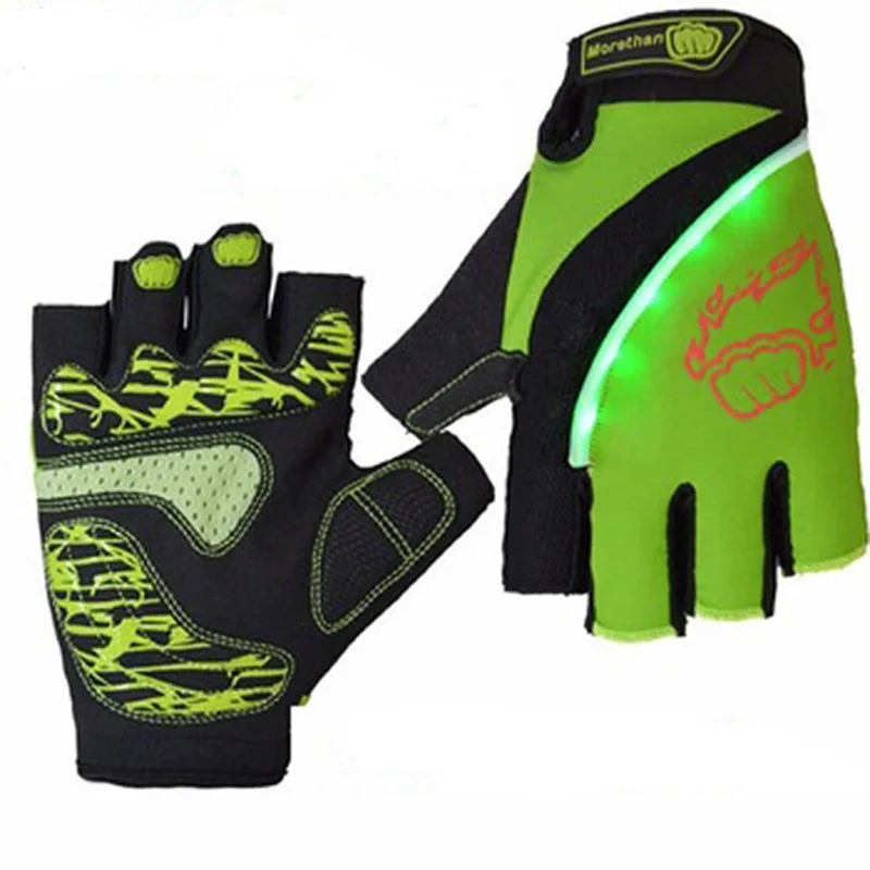 

outdoor sports short finger led light bike cycling gloves