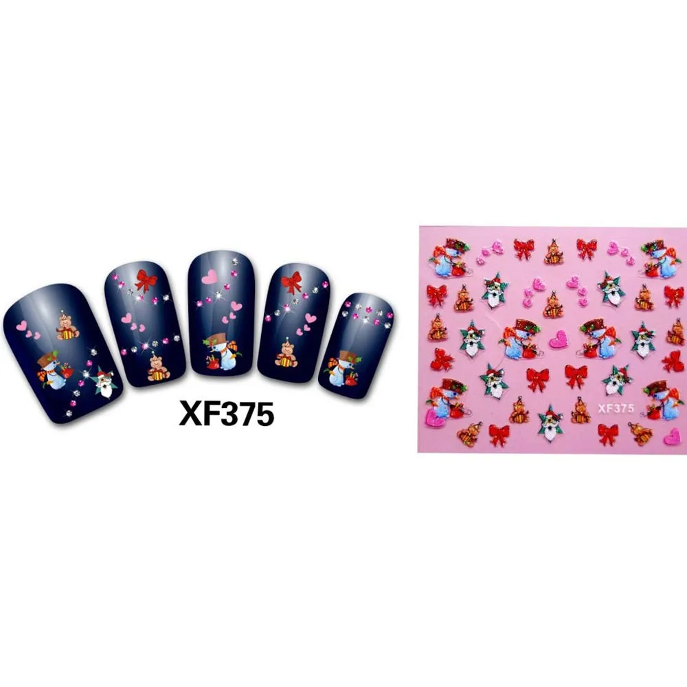 Sliders For Nail Art Decorations Women's Christmas 3d Nail Decals Water Transfer Stickers For Nails Finger Nagels Spulletjes#y2