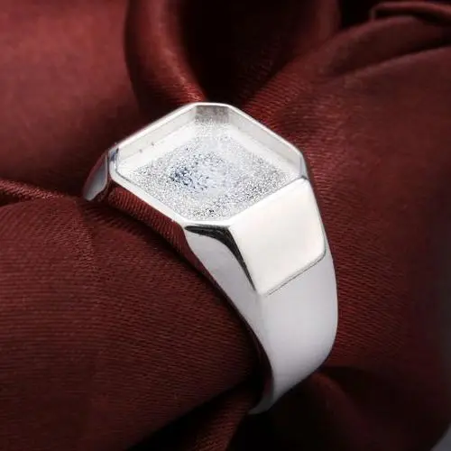 

925 Sterling Silver Ring Semi Mount 11x11mm Emeral Cabochon Engagement Men Fine Jewelry Setting Adjustable Open