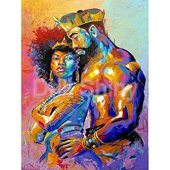 

5D DIY Diamond Painting "King African American Lovers Couple" Cross Stitch Diamond Embroidery Mosaic Wall Decor christmas Gift