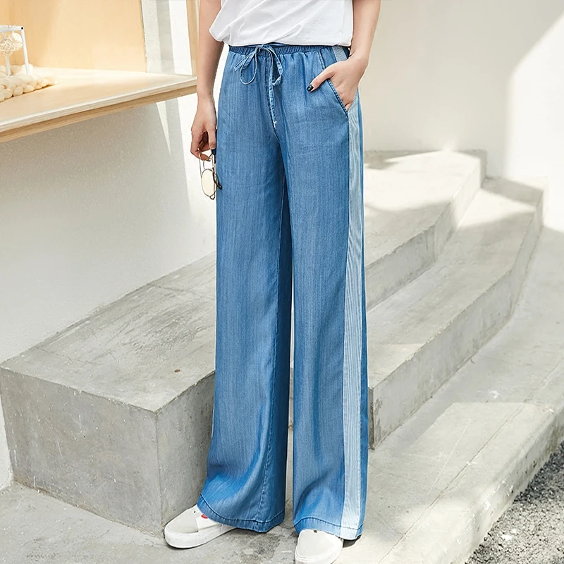 Women High Waist Tencel Jeans Woman Boyfriend Wide Leg Jeans 2019 Summer Plus Size 5xl Gothic Denim Mom Jeans Korean Wide Pants
