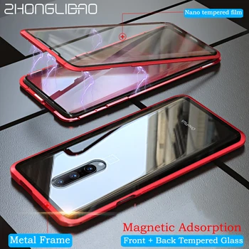 

Luxury Magnetic Metal Case for Oneplus 7 7 Pro 6t 6 360 Full Cover Front Back Double Glass Screen Protector One Plus 7 7pro 6 T