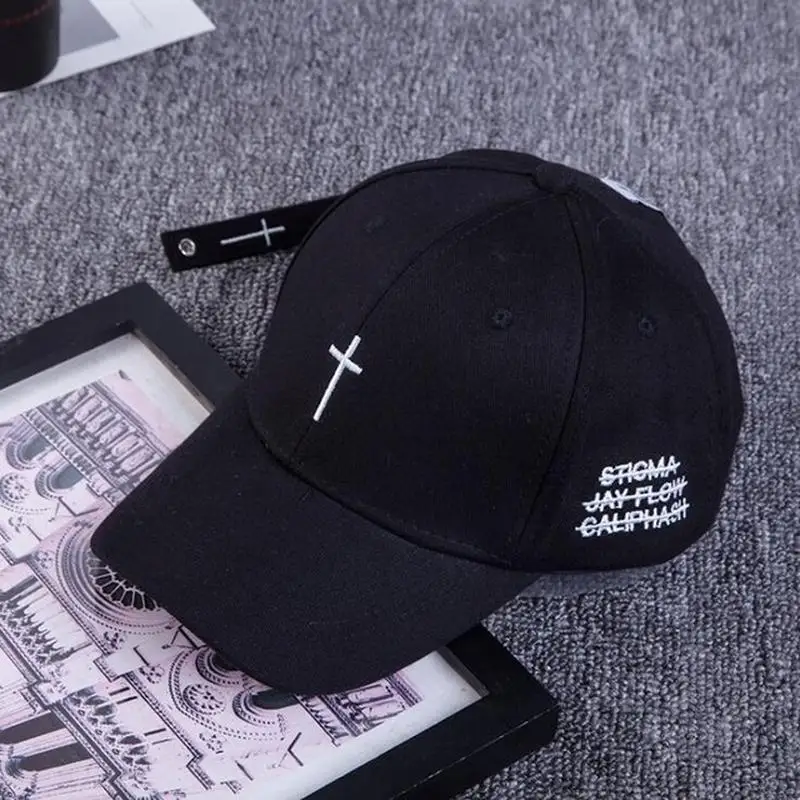 Новая летняя простая бейсбольная кепка с вышитым крестом, Кепка с изогнутым козырьком, Кепка в стиле хип-хоп, уличная черно-белая кепка, регулируемая модная кепка для папы