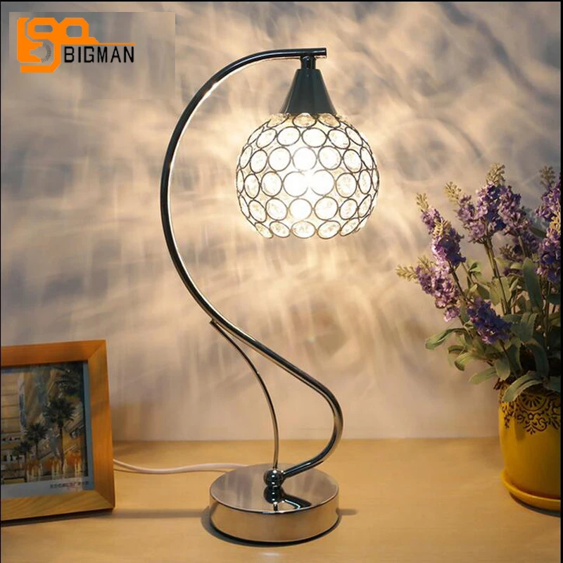 

beautiful design crystal table lamps modern chrome table light Diameter 20cm bedroom beside lamp