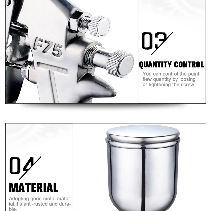 Spray Gun 400ML Pneumatic Airbrush Sprayer Professional Alloy Painting Atomizer Tool With Hopper For Painting Cars By PROSTORMER 5