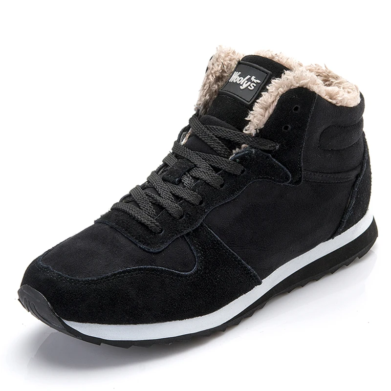 

Winter Boots Men Winter Shoes Warm Fur Lance Up Leather Shoes Men Winter Sneakers Casual Ankle Boots Botas Hombre Black Blue