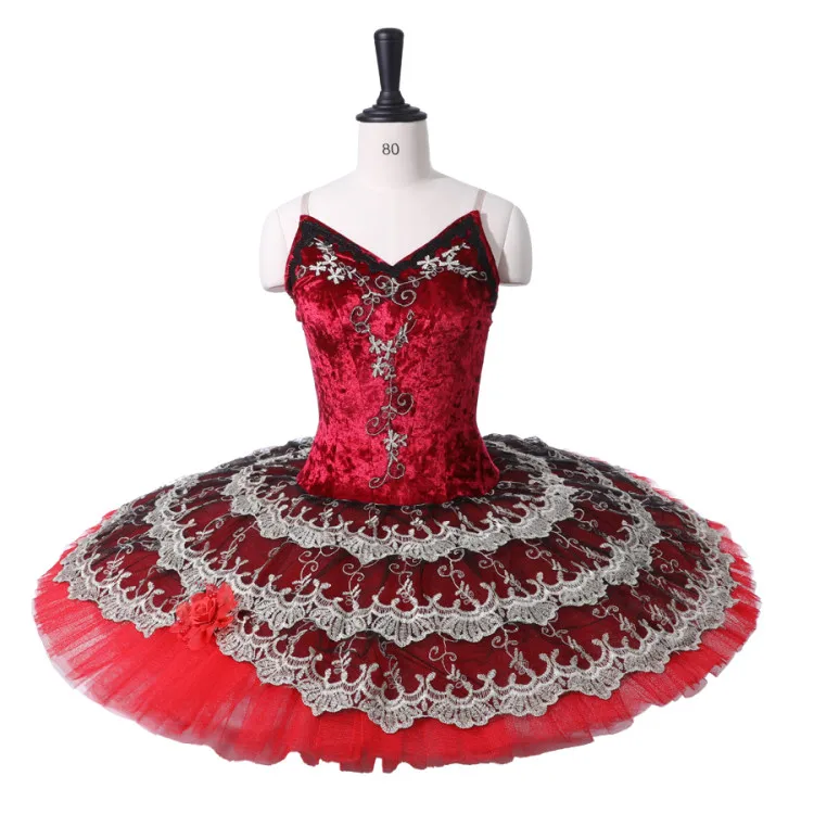 Women Quixote Spanish Ballet Tutu Costume Red Black Professional Tutu Pancake Adult Ballerina Classical Tutu Skirt Handmade