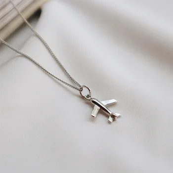 

Fashion Retro Personality Airplane Shape Necklace 925 Sterling Silver Necklace for Women silver 925 jewelry