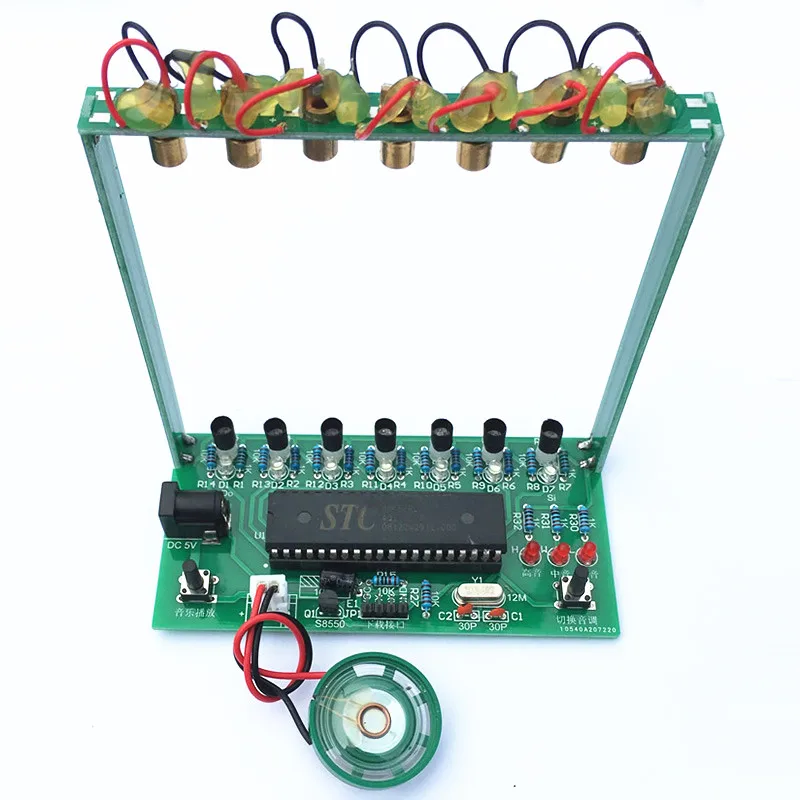 Набор для творчества C51 MCU набор для лазерной арфы набор для струн DIY Набор для клавиатуры электронные части 7 струн Электронный Набор для творчества технология фортепиано Музыкальная Коробка