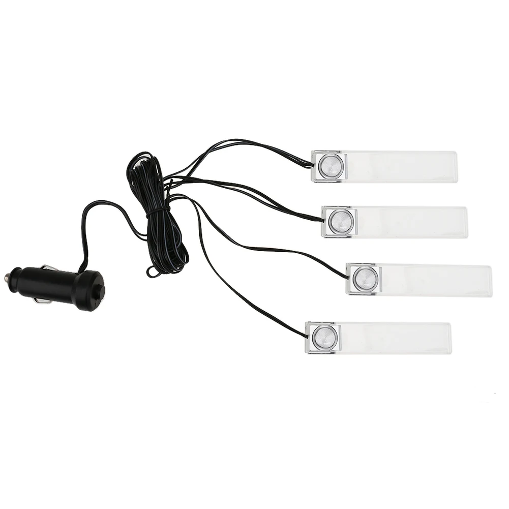 

4Pcs DC 12V Car Floor Atmosphere Decorative Strip Lamp 360 Degree Auto Car Interior Decoration Lights Blue Car Styling