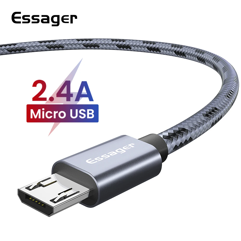 Essager النايلون المصغّر usb كابل 2.4A سريع شحن بيانات كابل الشاحن لسامسونج Xiaomi سلك Microusb الحبل 1 M 2 M الهاتف المحمول الكابلات Essager النايلون المصغّر usb كابل 2.4A سريع شحن بيانات كابل الشاحن لسامسونج Xiaomi سلك Microusb الحبل 1 M 2 M الهاتف المحمول الكابلات