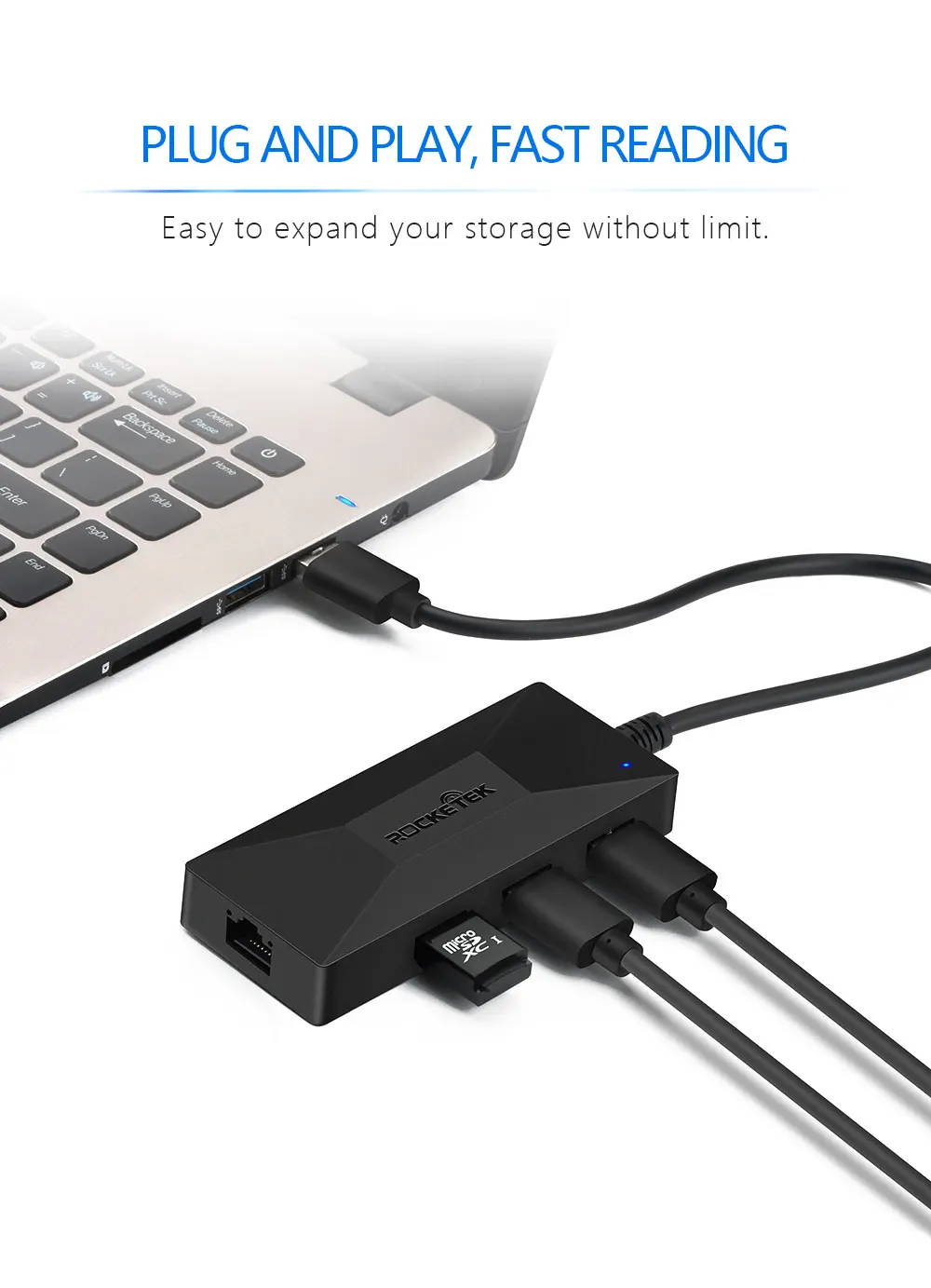 Rocketek USB адаптер Gigabit Ethernet 1000 Мбит/с Тип c Hub 3,0 Lan для Xiaomi Mi коробка 3/S Android ТВ комплект-топ сетевой карты Rj45